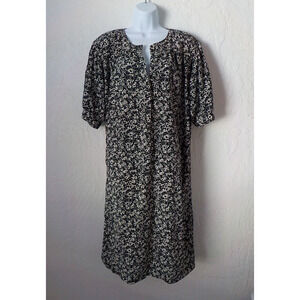 VTG Monaco Black Casual House Dress Fits L / XL Geometric Henley Pullover USA